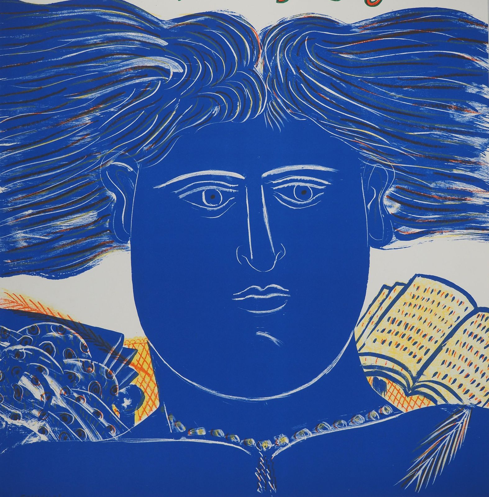 Alekos Fassianosthe Inspired Poet In Blue   Original Lithograph   Printed Signature (Rare, 1983)1983 photo for sale