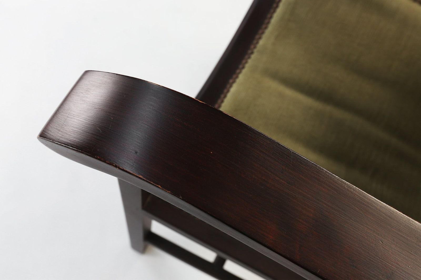 Art Deco Armchair In Black Lacquered Wood And Green Velvet, Belgium, 1930s photo vinterior