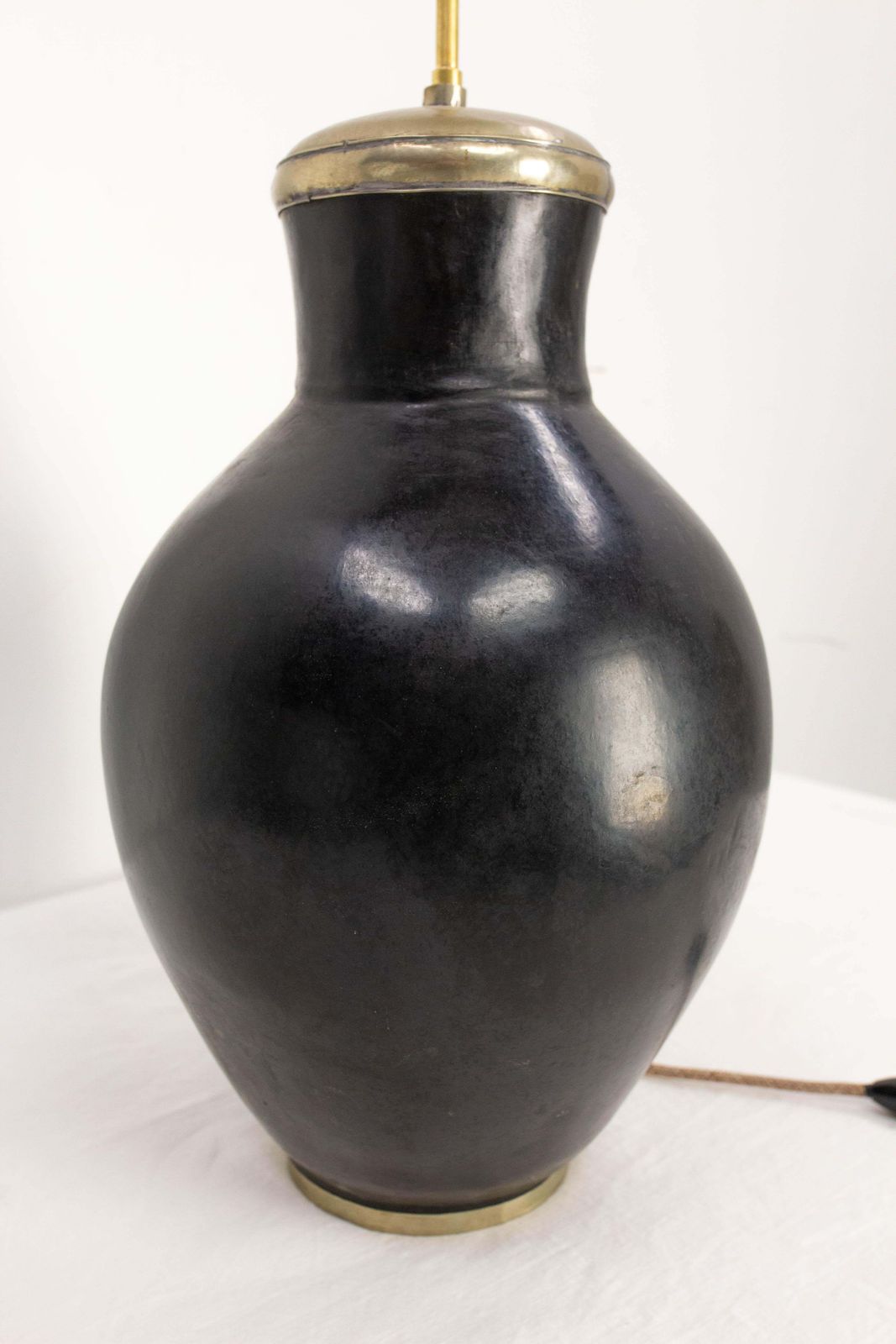 Terracotta Tadelakt Finishing Black Table Lamp Circa 1970, Morocco photo 753.0