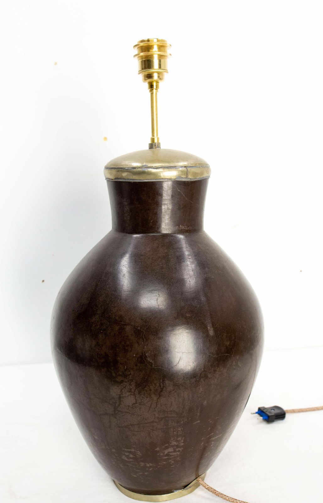 Terracotta Tadelakt Finishing Brown Table Lamp Circa 1970, Morocco photo for sale