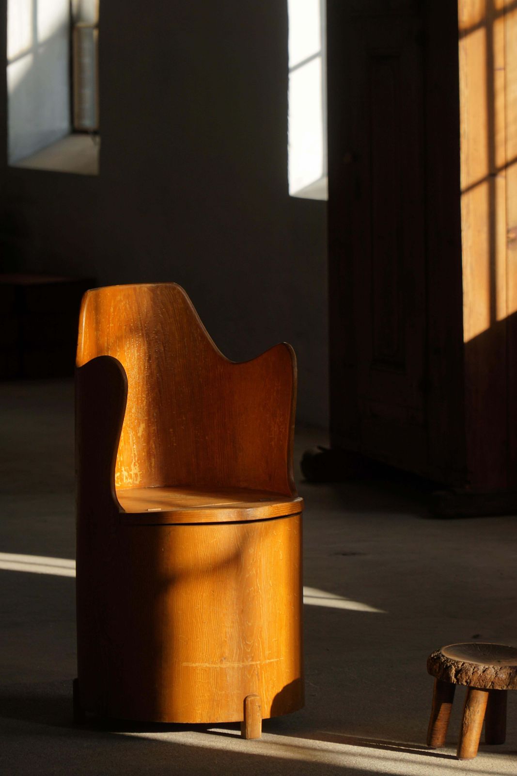 Scandinavian Modern, Stump Chair / “Kubstol” In Pine, Mid 20th Century, 1950s photo for sale