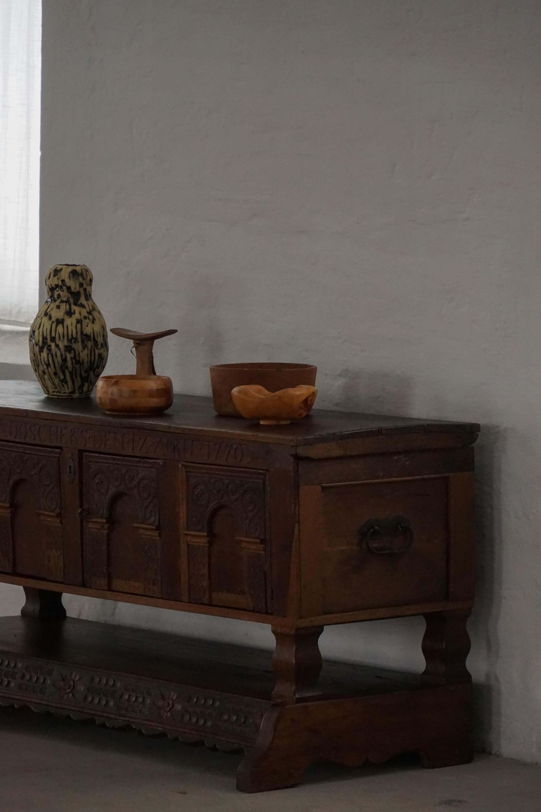 Early 18th Century, Danish Baroque Oak Sideboard, Carved Details, 1700s 1750s photo 4422.0