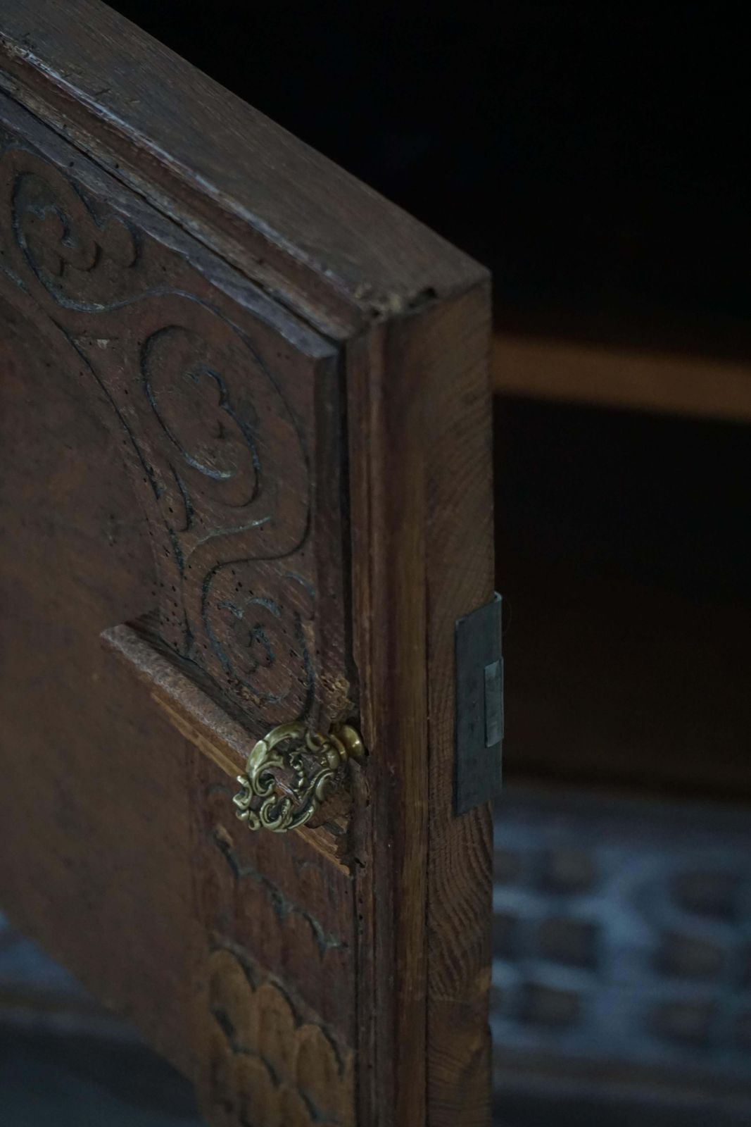 Early 18th Century, Danish Baroque Oak Sideboard, Carved Details, 1700s 1750s photo vintage