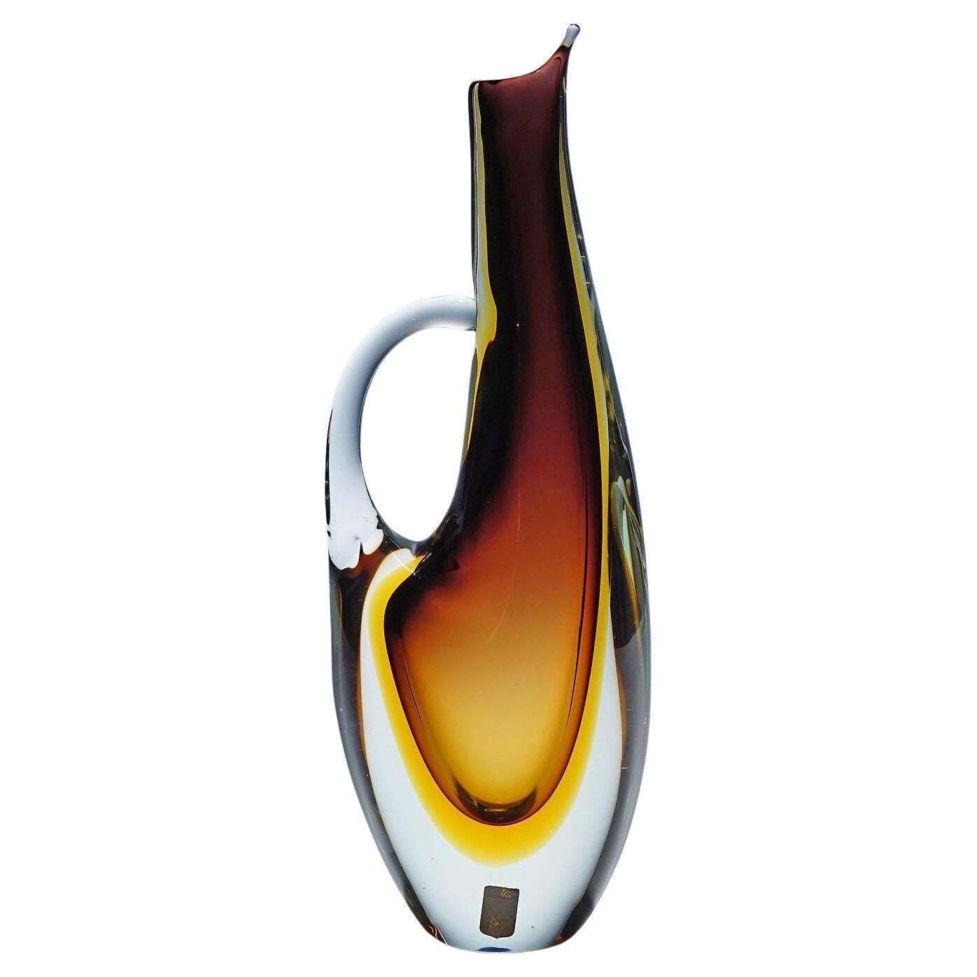 Vintage Murano Sommerso Glass Jug By Arte Nuova 1950s