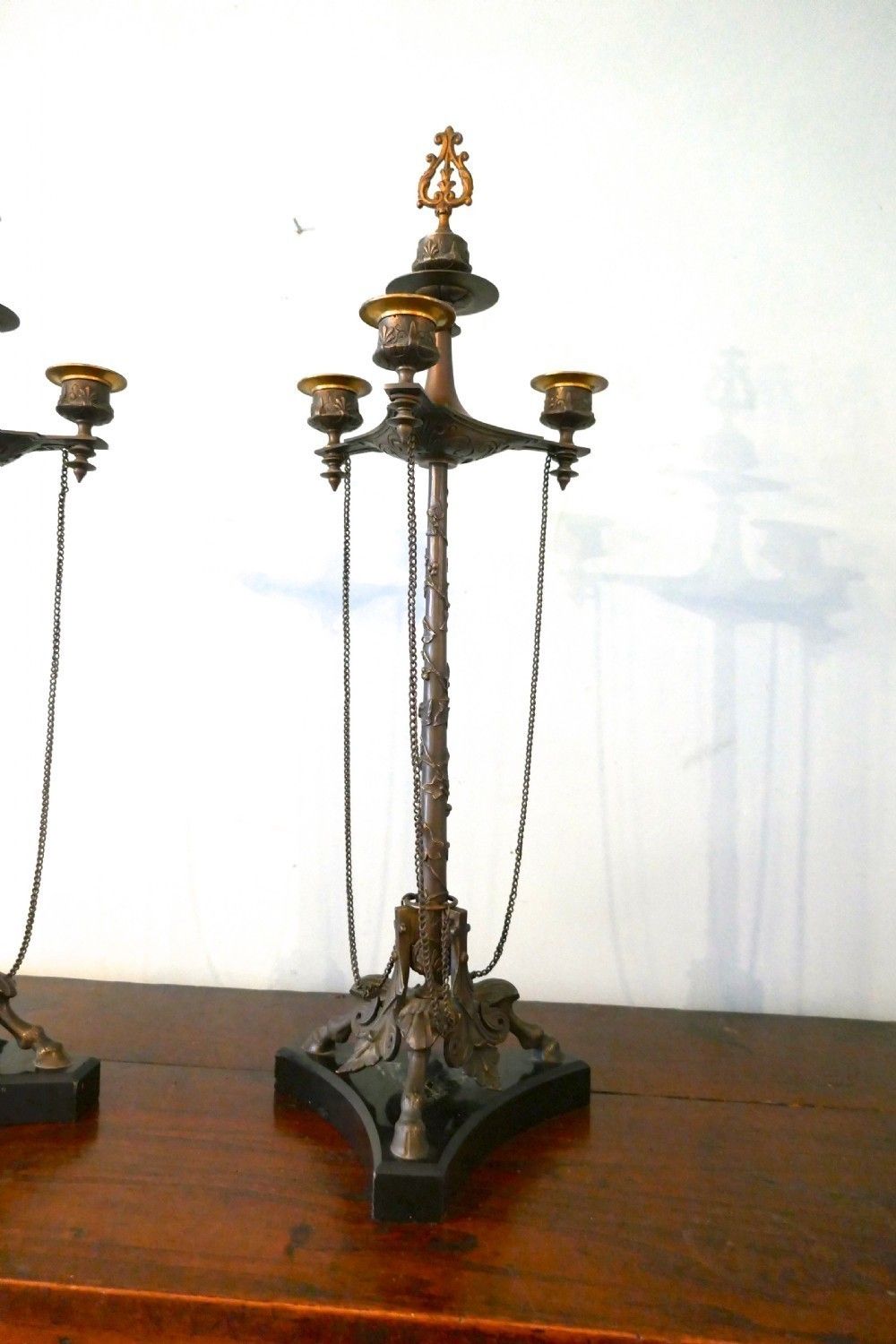Pair 19th Century Louis Philippe French Bronze Candelabra With Snuffers photo furniture