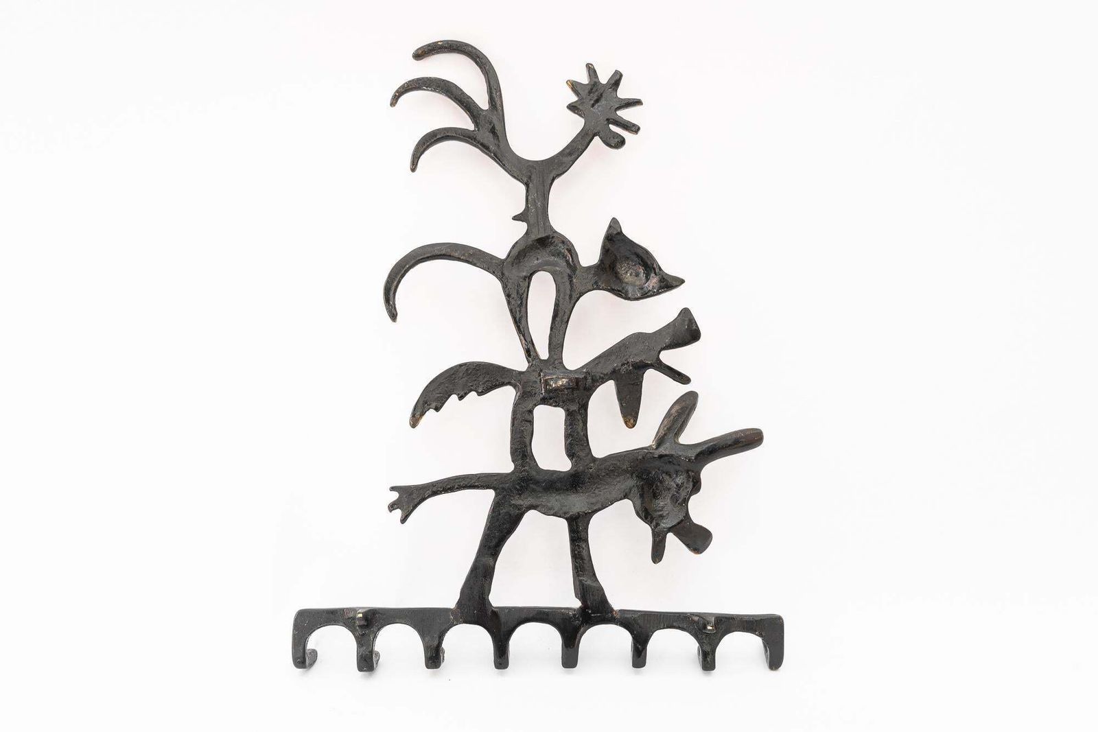 Walter Bosse Brass Key Hanger Donkey, Dog, Cat And Cock, Hertha Baller, Austria photo buy