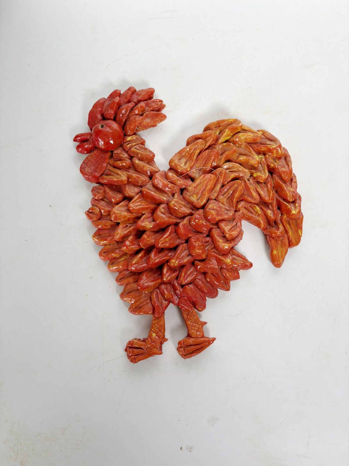 Wall Decoration, Glazed Ceramic Rooster, 1970, France photo vinterior