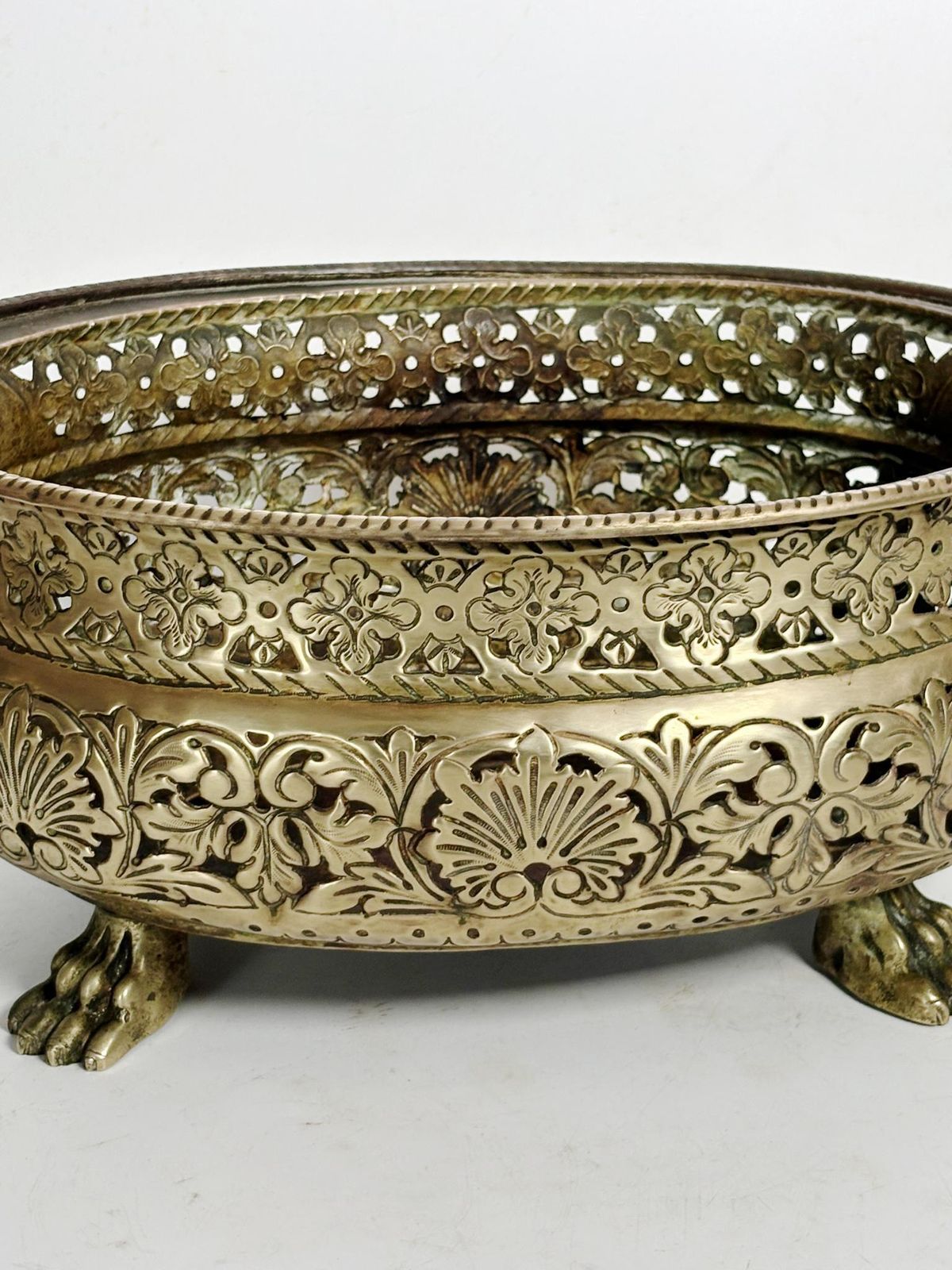 Brass Planter Decorated With A Lion's Head And Paws, France, 1960 photo vinterior