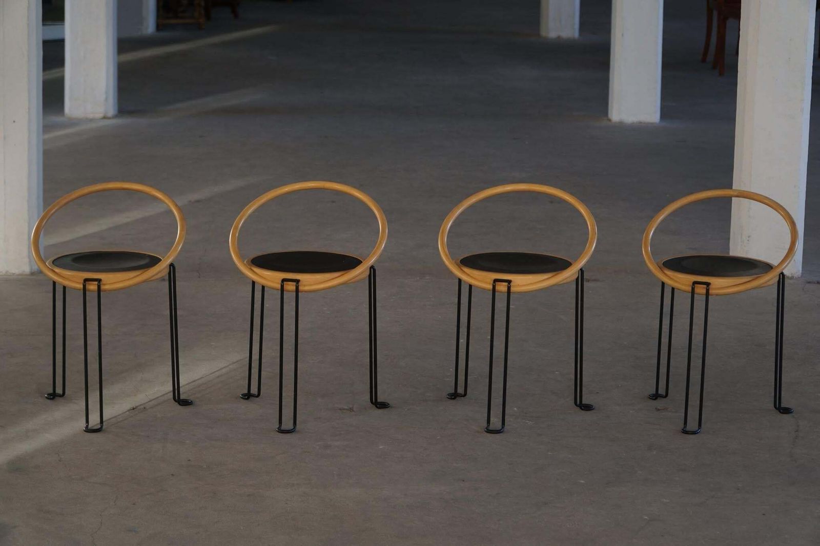 Set Of 4 Sculptural “Oblado” Dining Chairs By Børge Lindau, Swedish Modern, 1980 photo for sale