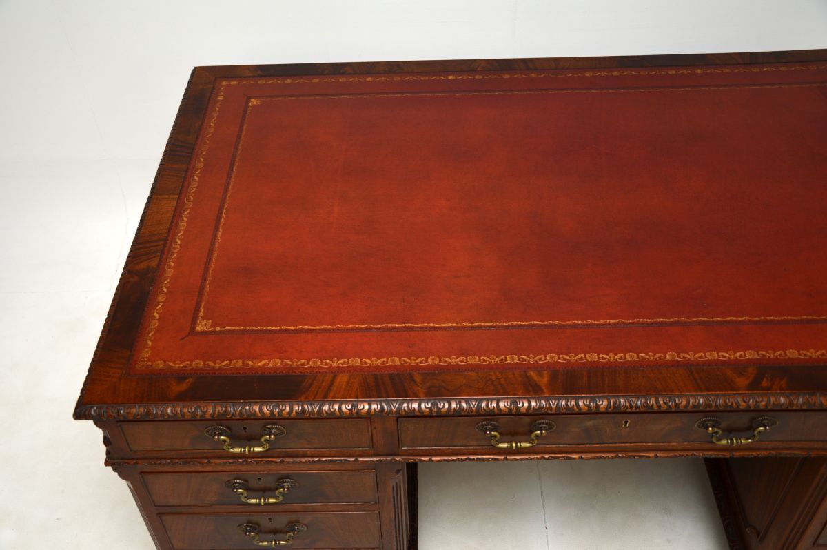 Antique Mahogany Chippendale Style Pedestal Desk photo for sale
