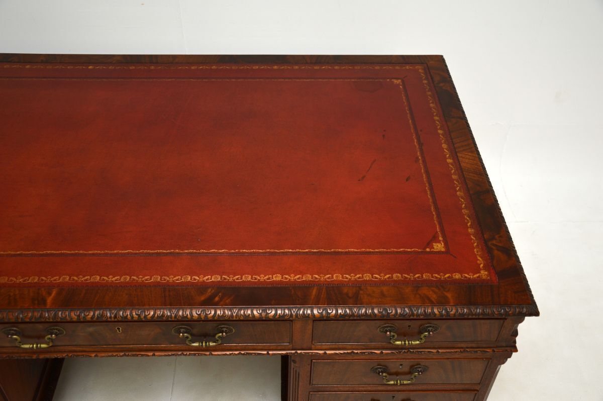 Antique Mahogany Chippendale Style Pedestal Desk photo Furniture