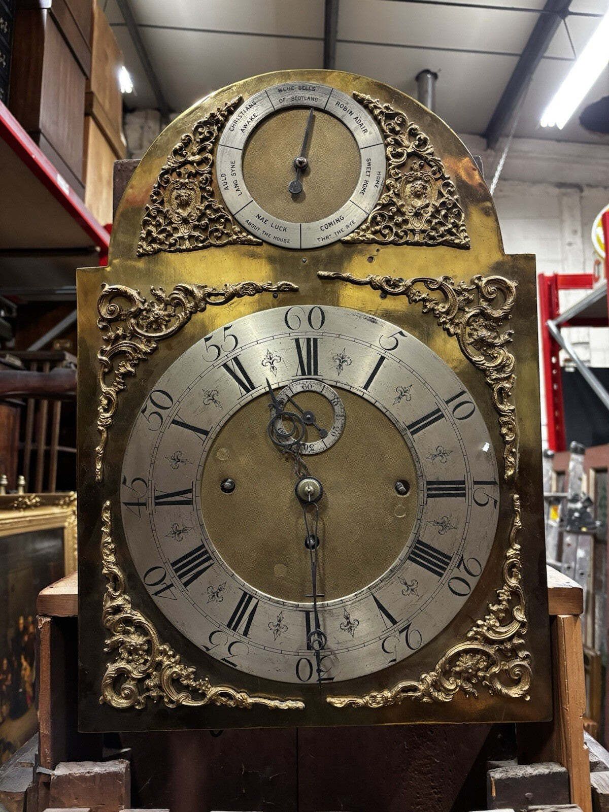Antique Marquetry Inlaid 3 Weight Musical Longcase Clock, Brass Dial, Superb. photo Home Decor