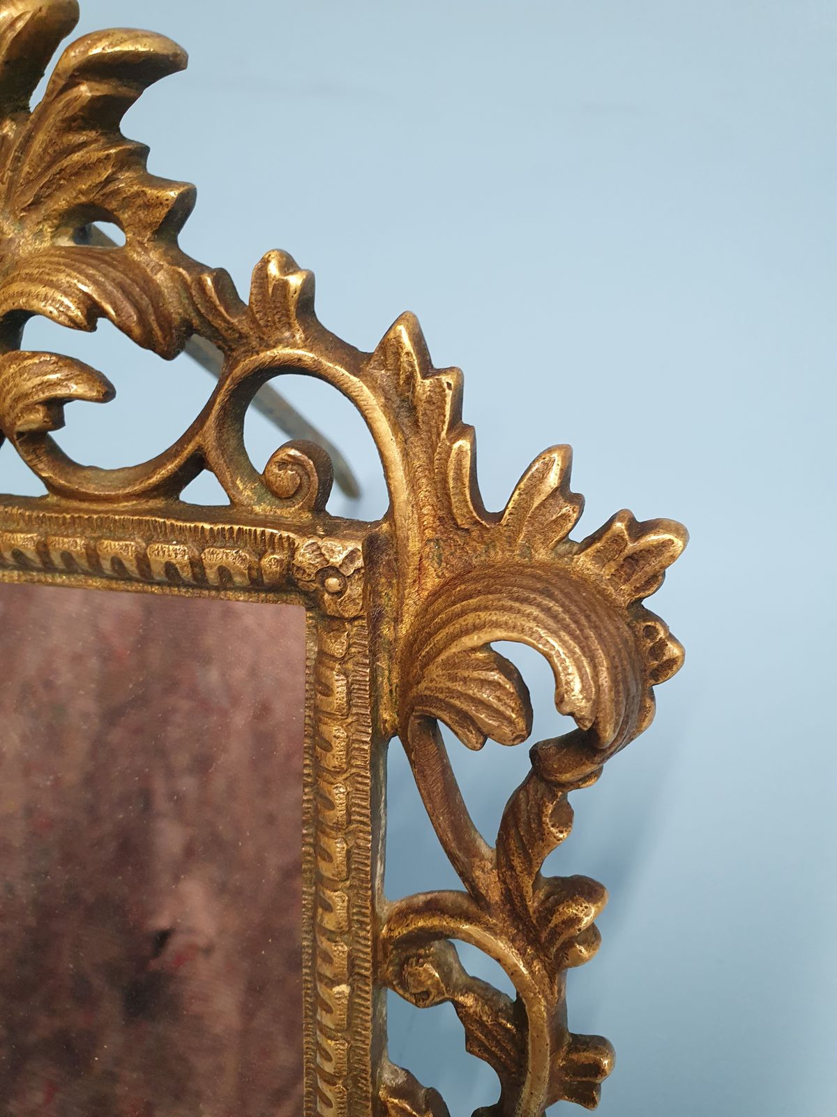 Late 19th Century Small Brass Table Mirror photo furniture