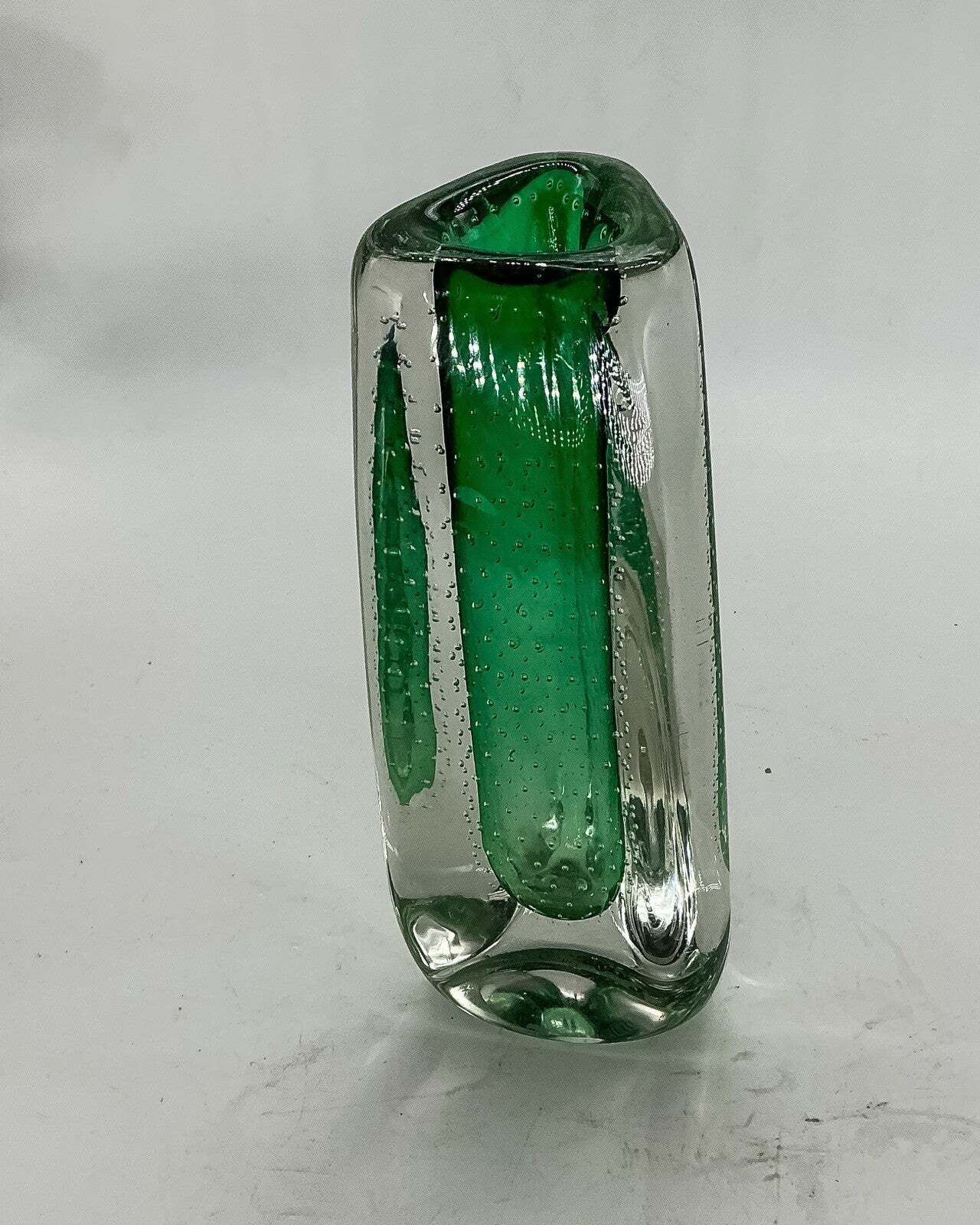Theresienthal Glass Mid Century Modern Germany Bullicante Sommerso Vase 21cm