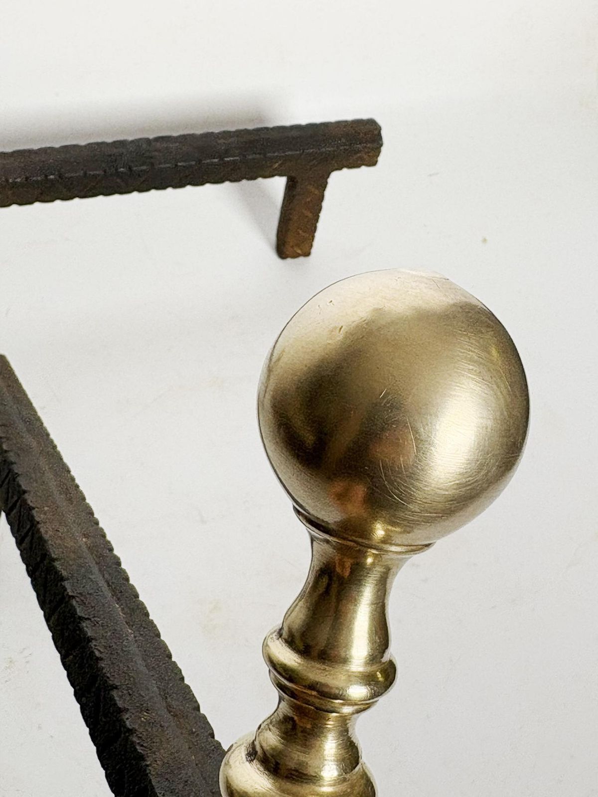 Pair Of Cast Iron And Brass Andirons, France, 1950 photo 477.0