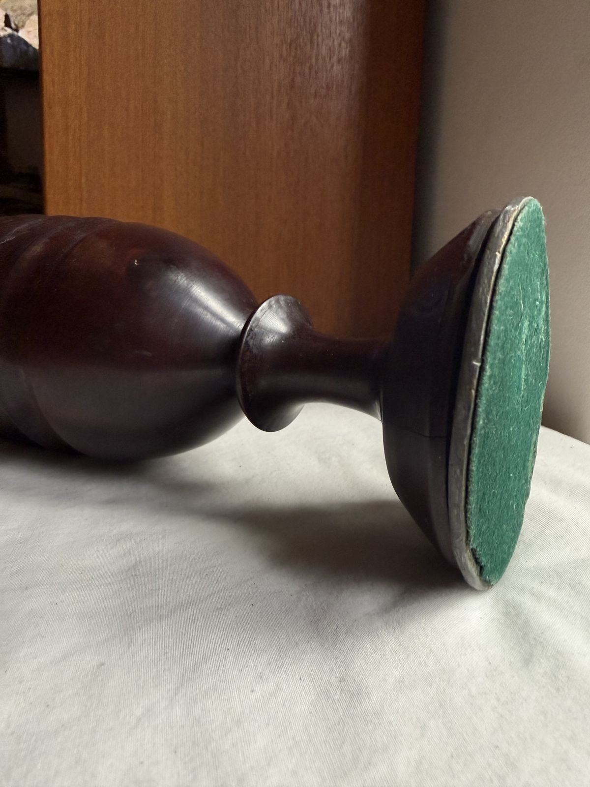 Vintage Ebonised Wood Pedestal Ribbed Vase photo Home Decor