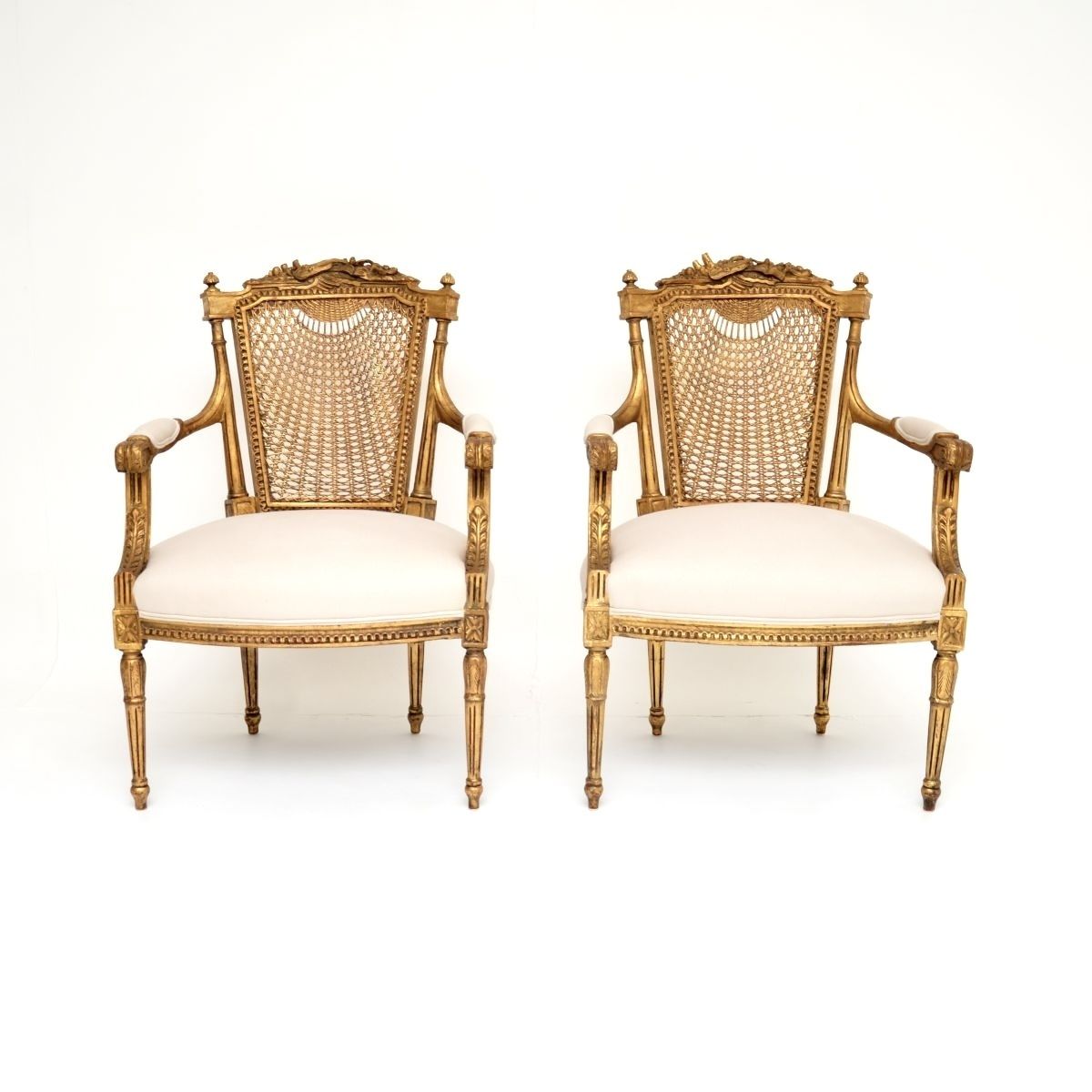 Pair Of Antique French Gilt Wood Salon Armchairs photo furniture