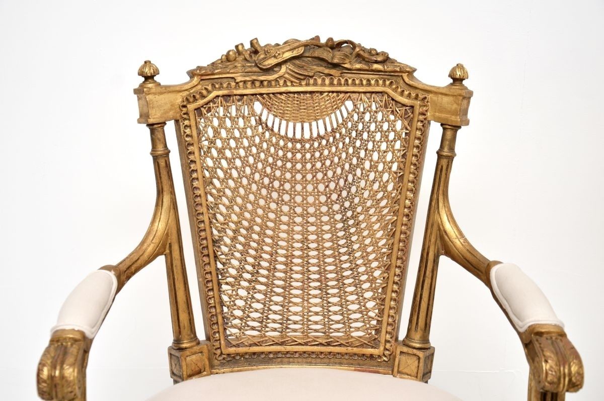 Pair Of Antique French Gilt Wood Salon Armchairs photo Furniture