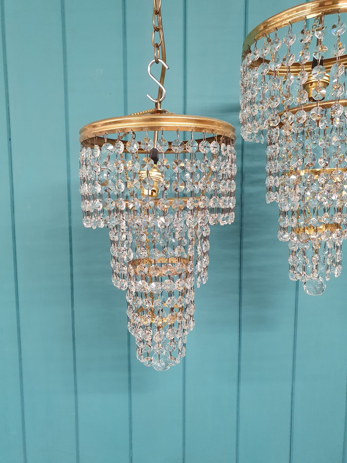 Pair Of Early 20th Century Antique Chandeliers 8" photo vinterior
