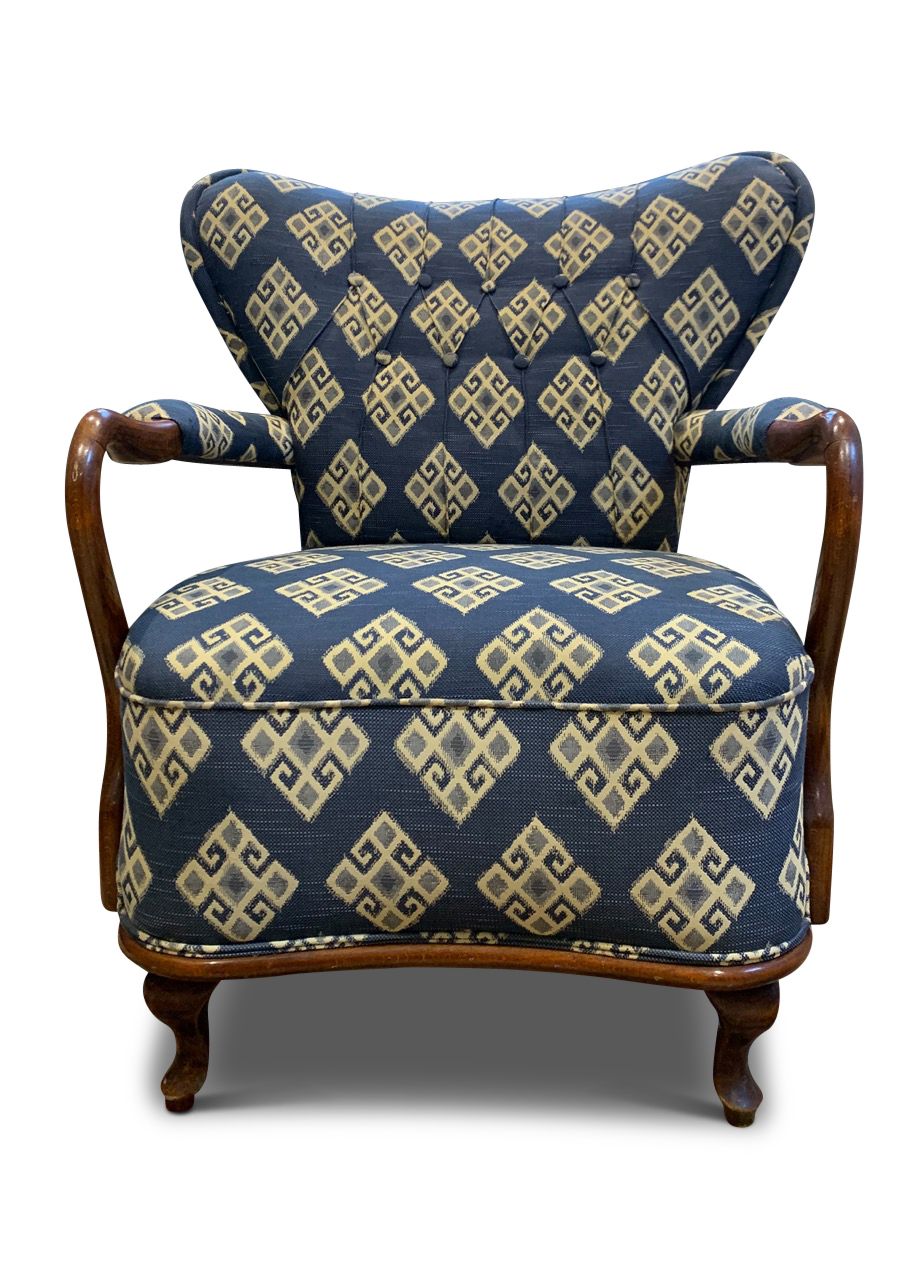 Art Deco Kilim Upholstery Stained Beech Open Framed Armchair By Fritz Hansen photo Furniture
