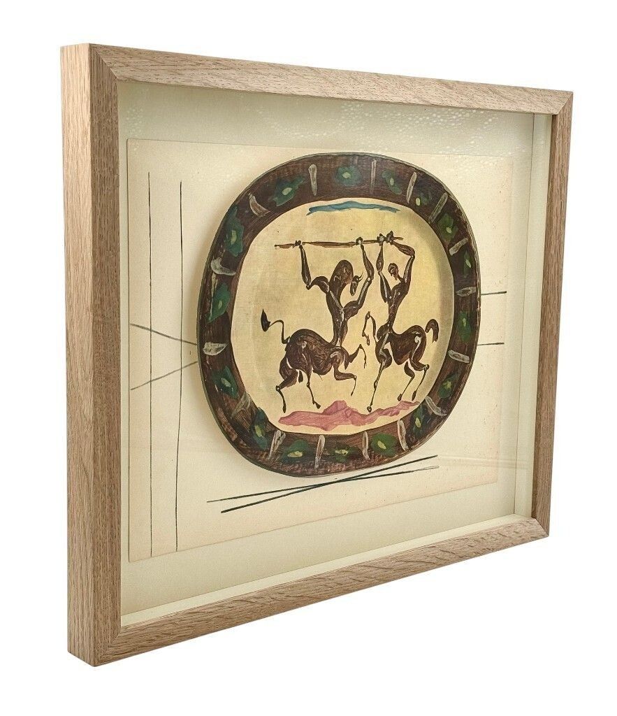 Copy   A Framed Lithographic Plate From The 1948 Swedish, Limited Edition Portfolio Of Only 200  “Ceramiques De Picasso” photo vintage