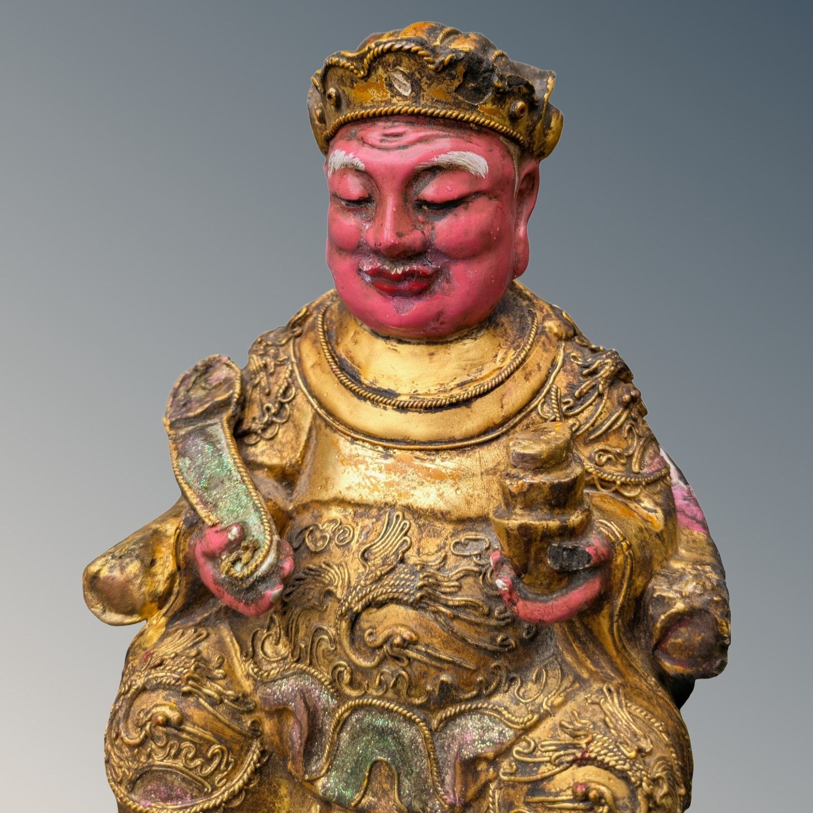 Chinese Polychrome Carved Figure Of A Deity  Qing Period photo 465.0