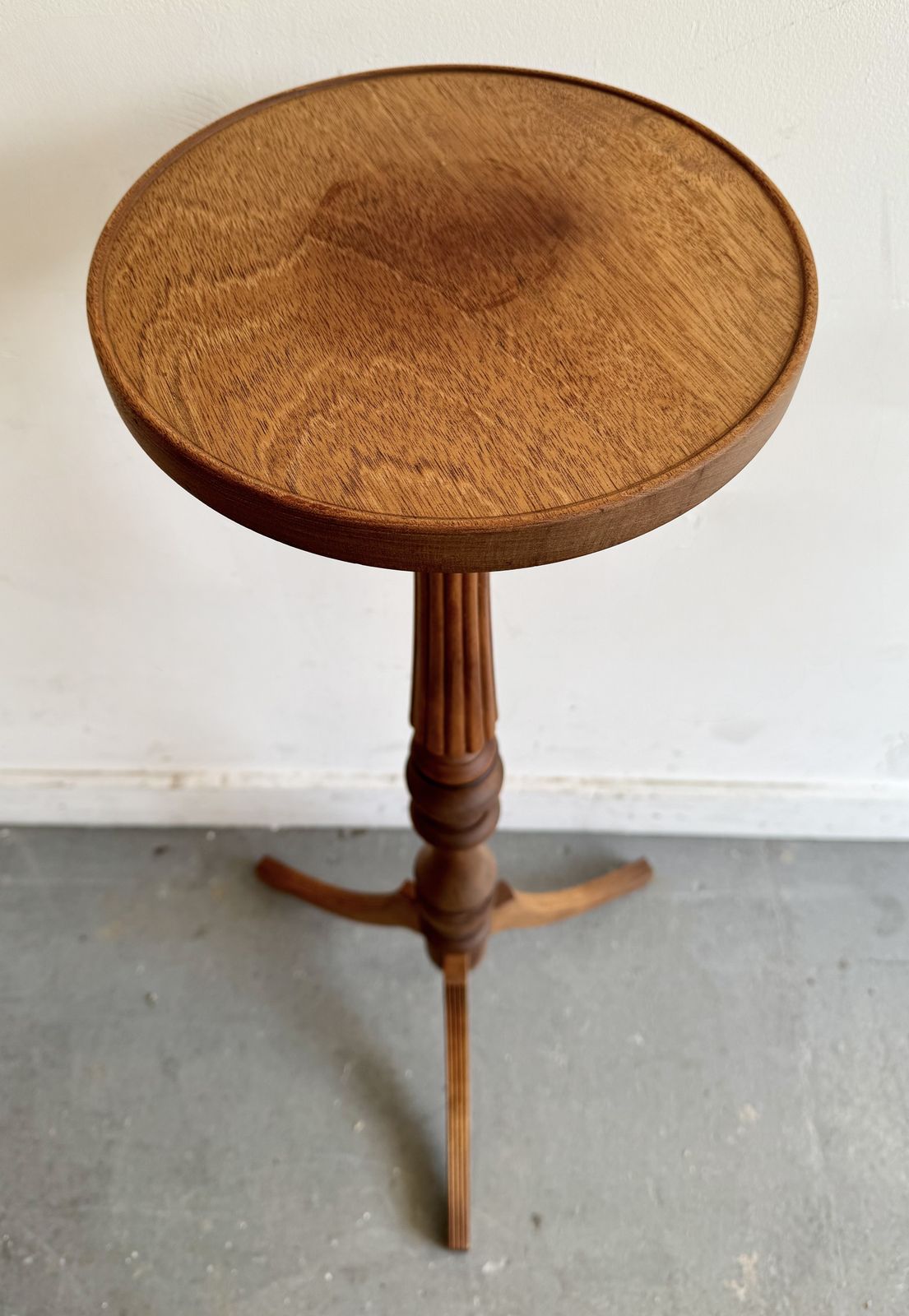 Vintage Wooden Plant Stand Reeded With Tri Legs photo buy