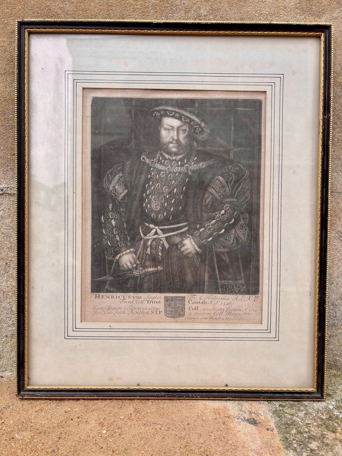 Rare 1714 Mezzotint Portrait Of Henry VIII – John Faber The Elder After Holbein photo furniture