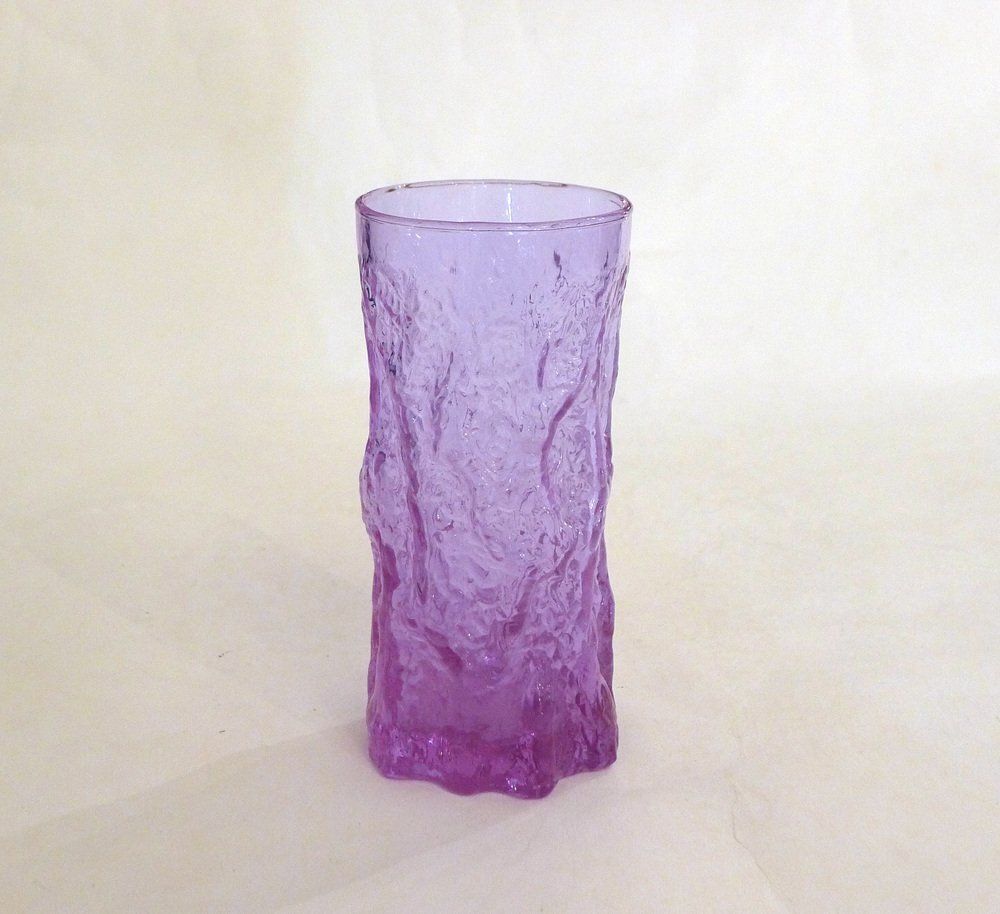 Bark Relief Goblet Vase In Mauve Glass By Geoffrey Baxter, 1960s photo furniture