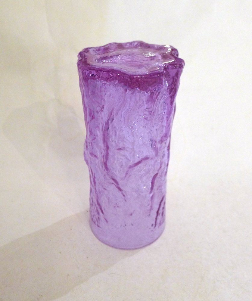 photo furniture Bark Relief Goblet Vase In Mauve Glass By Geoffrey Baxter, 1960s