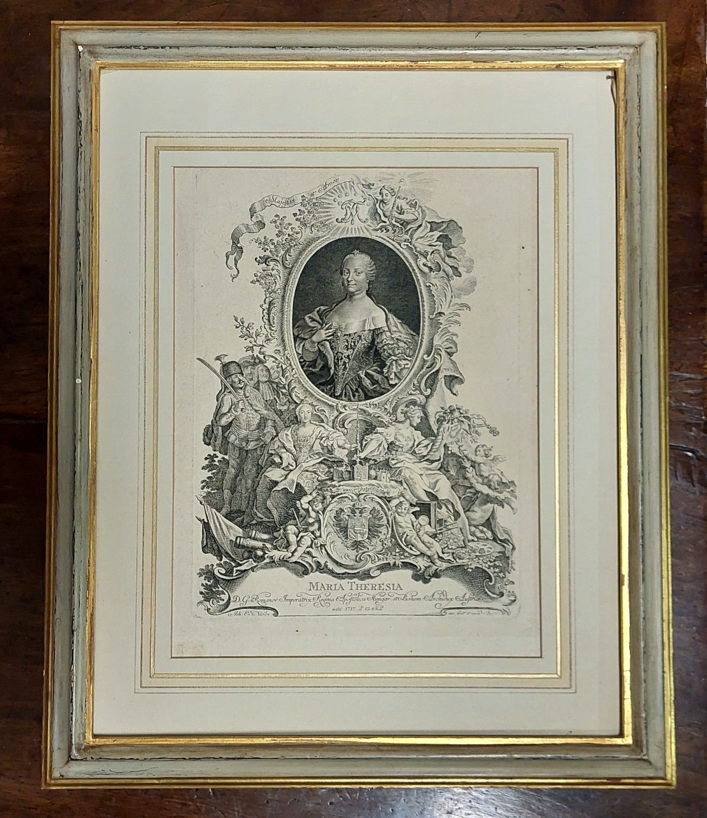 Engraving On Plate "Johannes Esaias Nilson" 1717 Maria Teresa Empress photo vintage