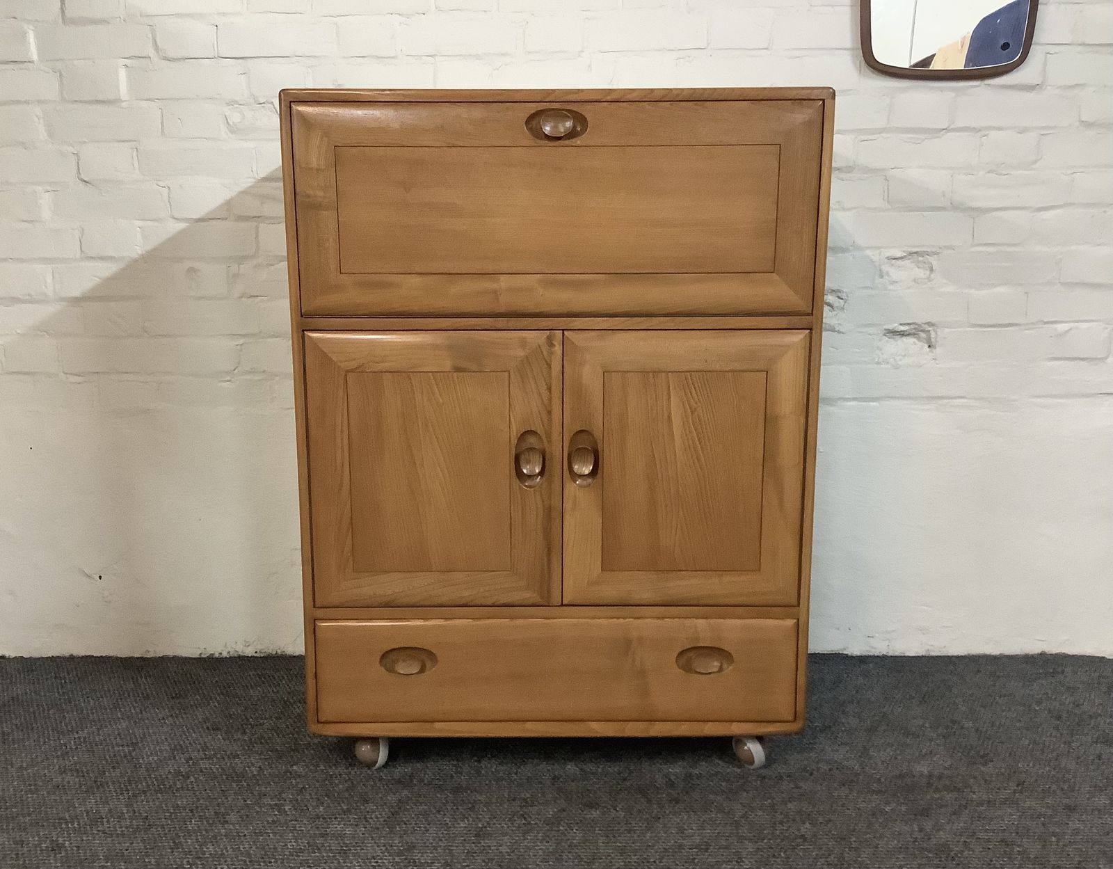 Ercol Windsor 469 Serving Cabinet/Bureau In Light Finish.