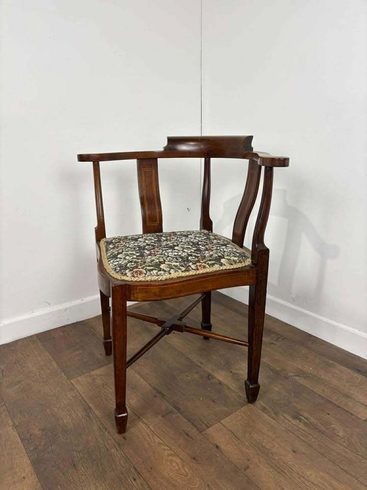 Edwardian Inlaid Mahogany Corner Chair photo furniture