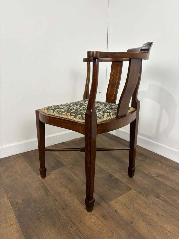 Edwardian Inlaid Mahogany Corner Chair photo for sale