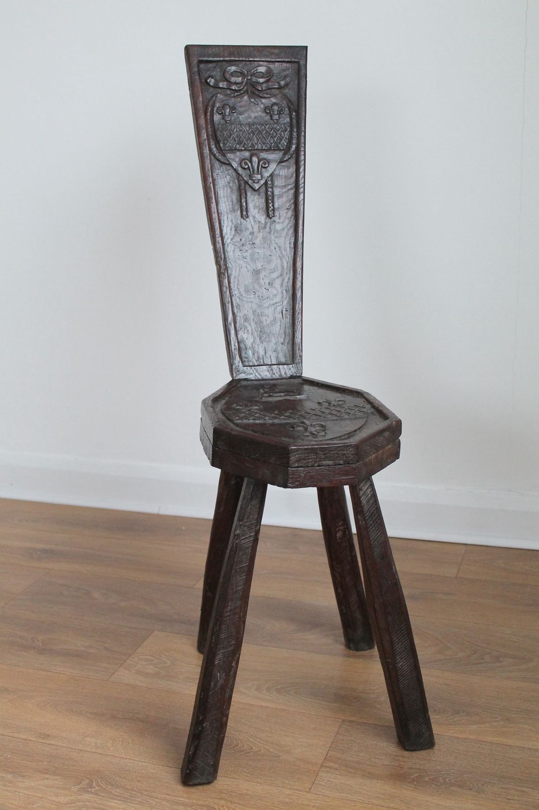 Antique Vernacular Hall Chair.  Oak Spinning Chair photo furniture