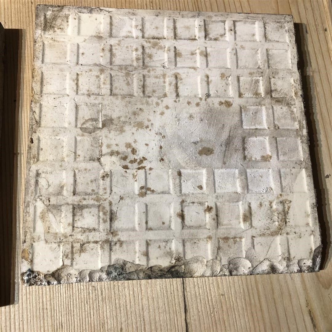 Set Of 5 Antique Fireplace Tiles Brown And White Leaf Chequer Design (101) photo vintage