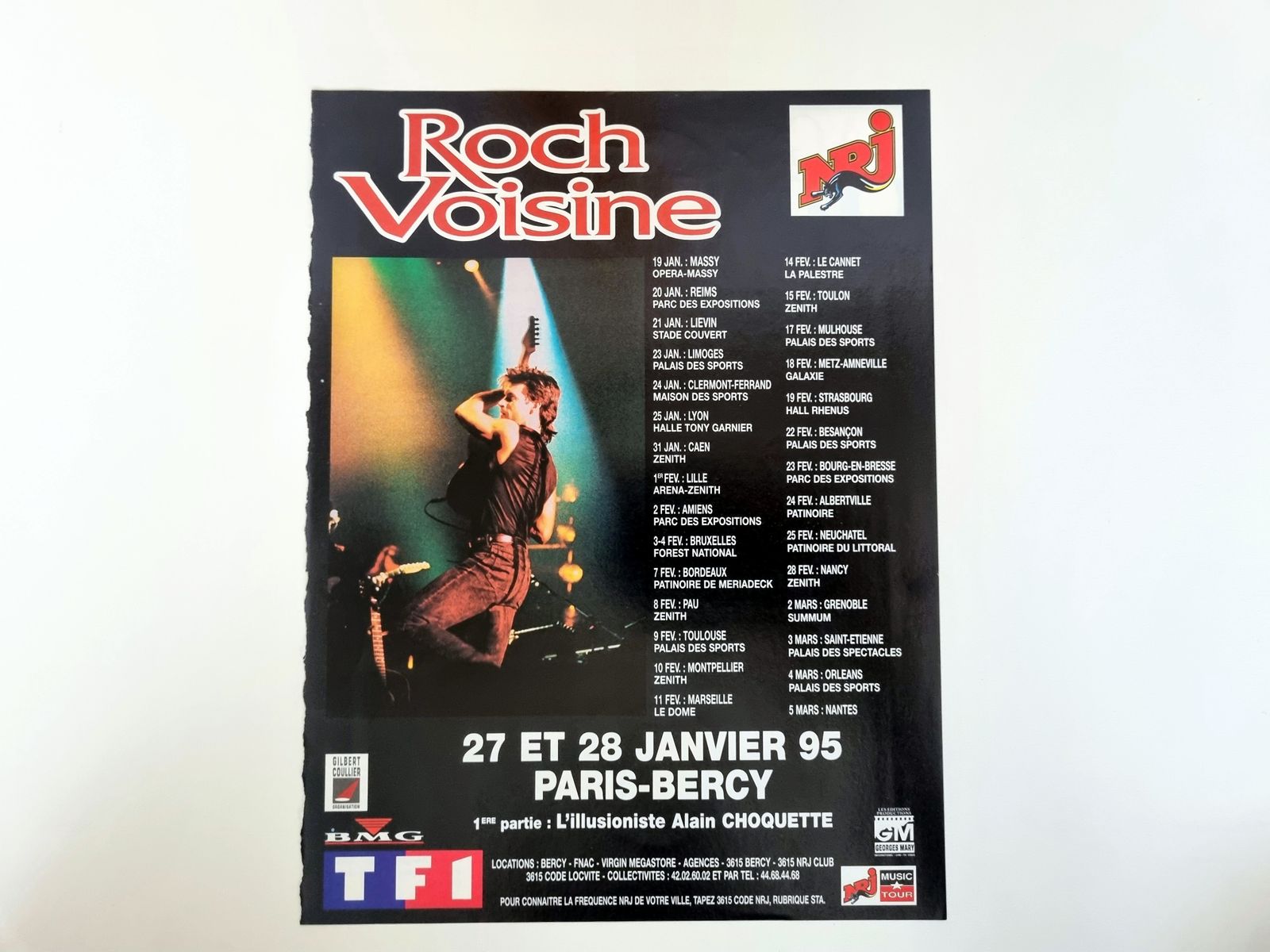 Original Concert Tour Advertisement, Roch Voisine Paris Bercy Dates, 1990s French Magazine Print