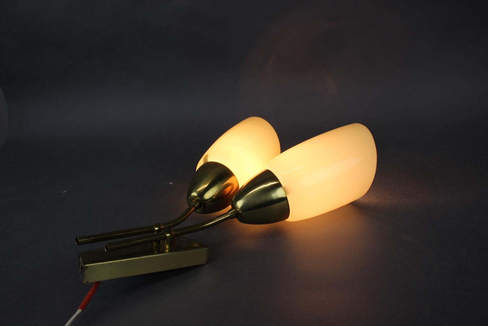 Lighting Mid Century Brass And Glass Wall Light By Kamenický šenov,  Czechoslovakia, 1960 photo