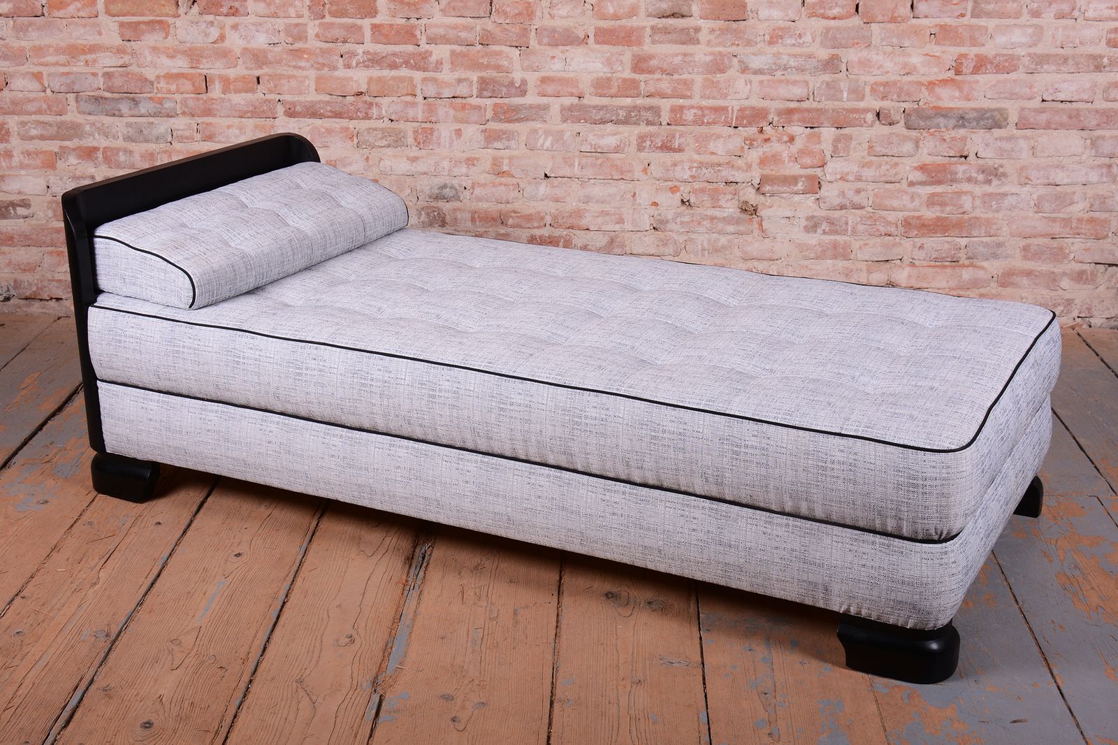 Restored Art Deco Chaise Lounge, Oak, Spruce, Reupholstered, Czech, 1930s photo furniture