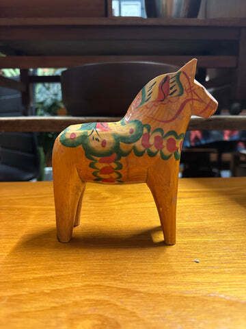 Nils Olsson Hand Carved Dala Horse In Natural Pine  Nusnäs Sweden Late 20th Century photo furniture