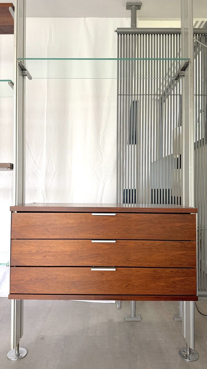 Modular Shelving Or Room Divider In Metal And Wood Veneer photo vinterior
