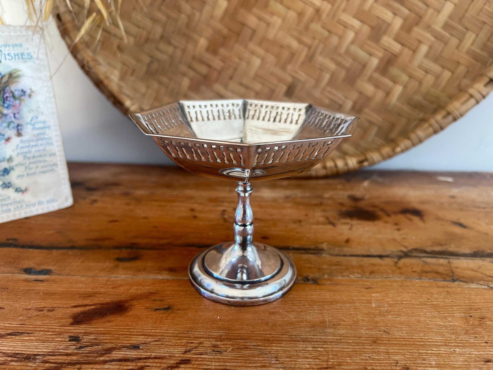 Antique Mappin & Webb Silver Plate Pedestal Dish Ornate Pierced Gallery Tazza | Vintage Bon Bon Bowl | English Serving Dish C. 1900 photo for sale