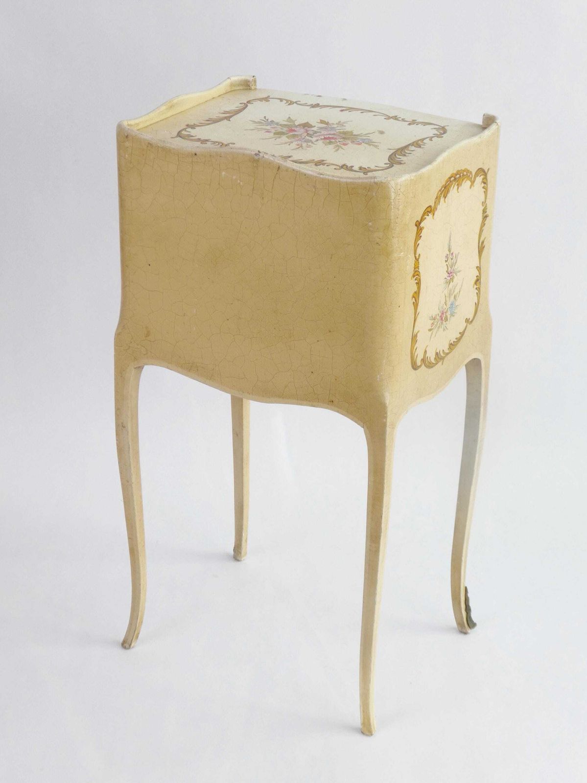 672.0 Antique Hand Painted Chest Of Drawers Venetian Style, Floral Nightstand With Drawers And Ornate Handles, Small Chest photo