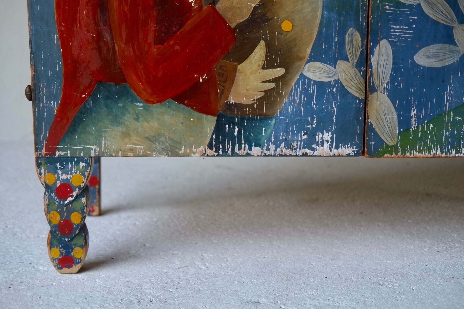 1920’s Italian Cabinet With Painted Figures From Corriere Dei Piccoli photo vintage