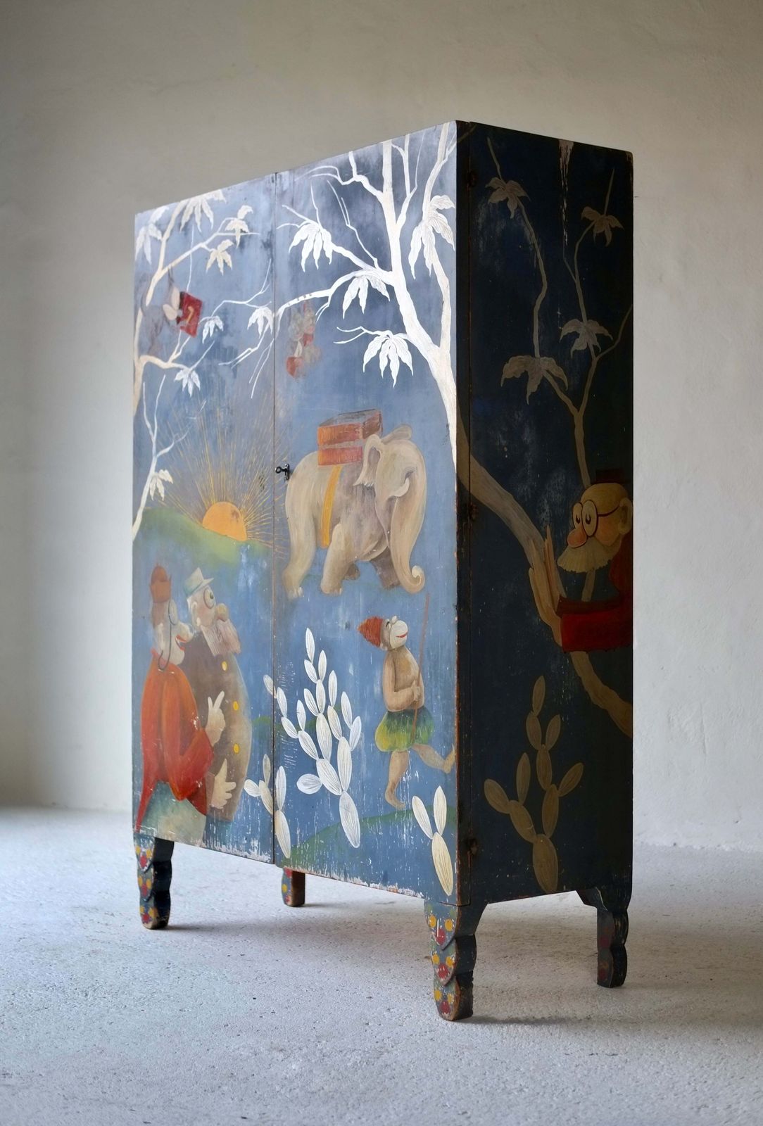 photo furniture 1920’s Italian Cabinet With Painted Figures From Corriere Dei Piccoli