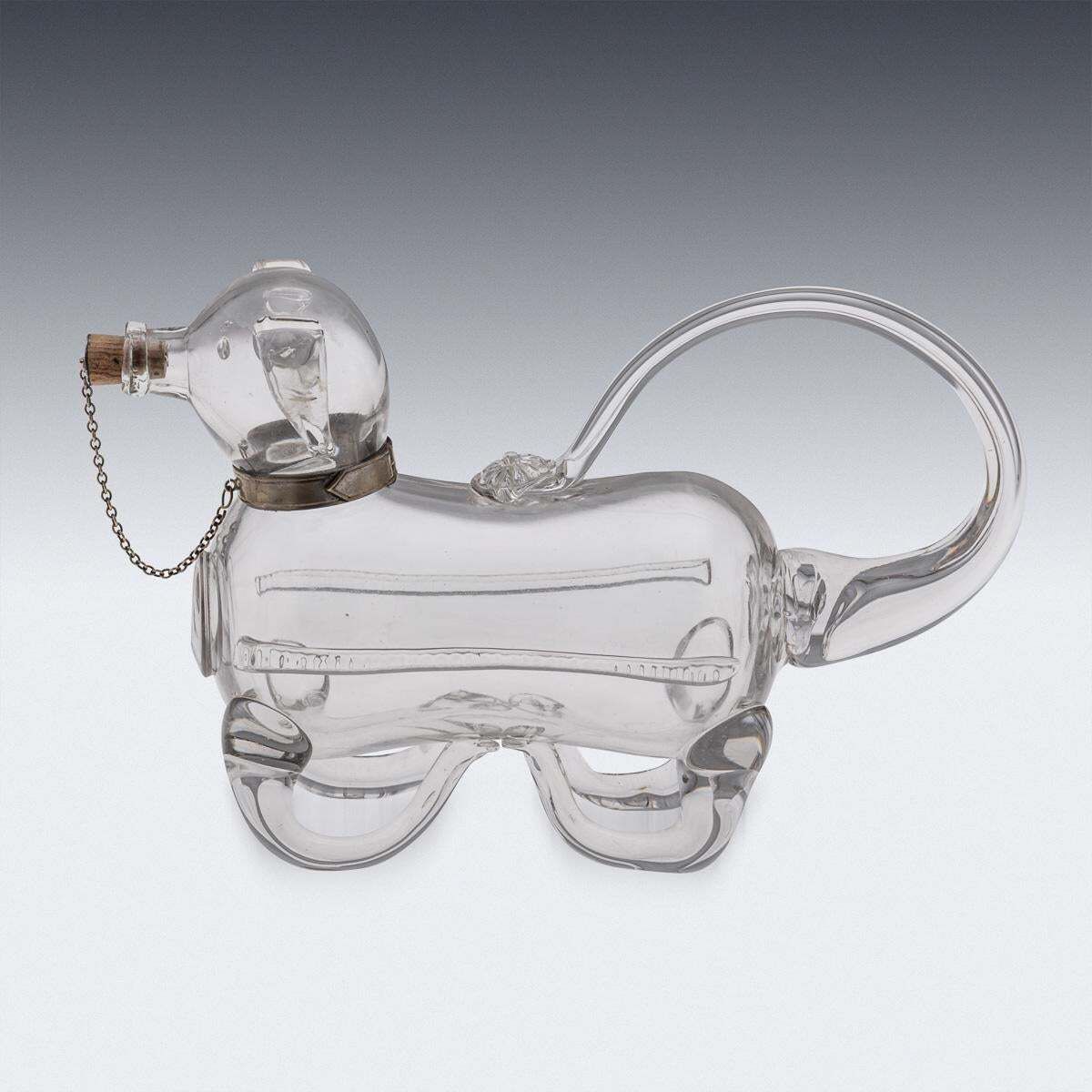 Antique Victorian Silver Plated Dog Claret Jug, Glass Body, C1890 photo for sale