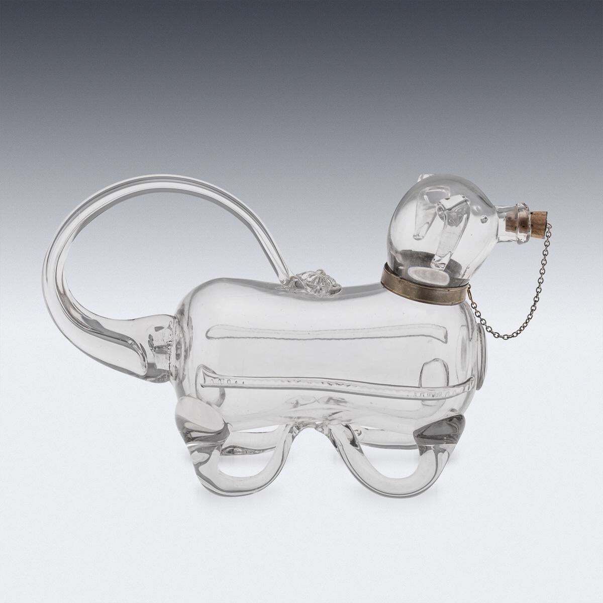 Antique Victorian Silver Plated Dog Claret Jug, Glass Body, C1890 photo 1095.0
