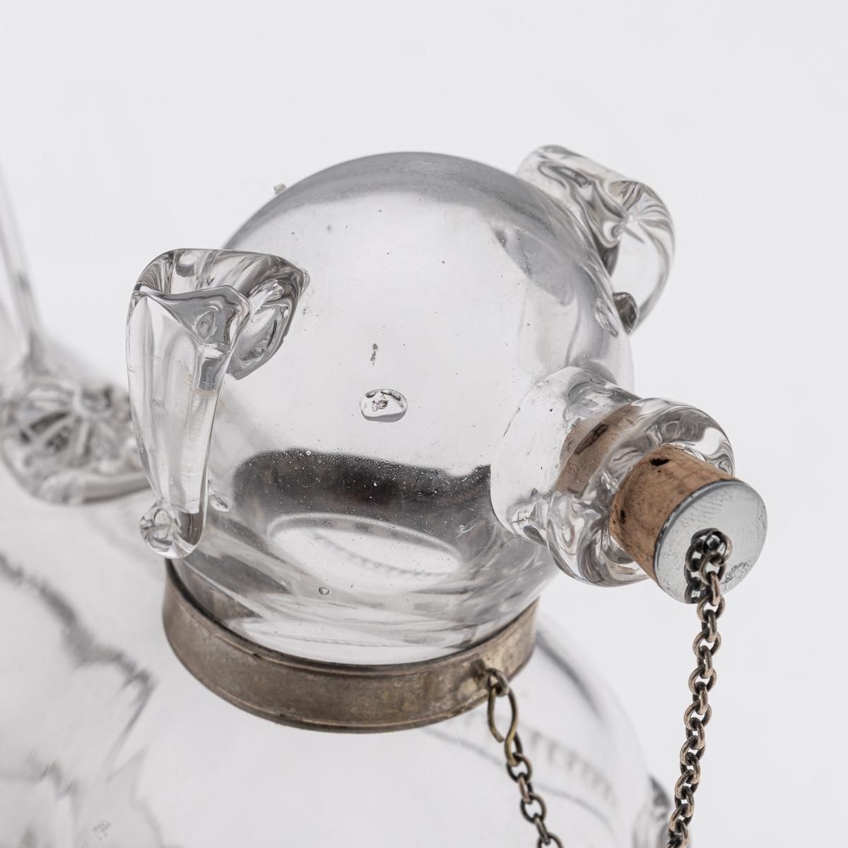 Antique Victorian Silver Plated Dog Claret Jug, Glass Body, C1890 photo vintage