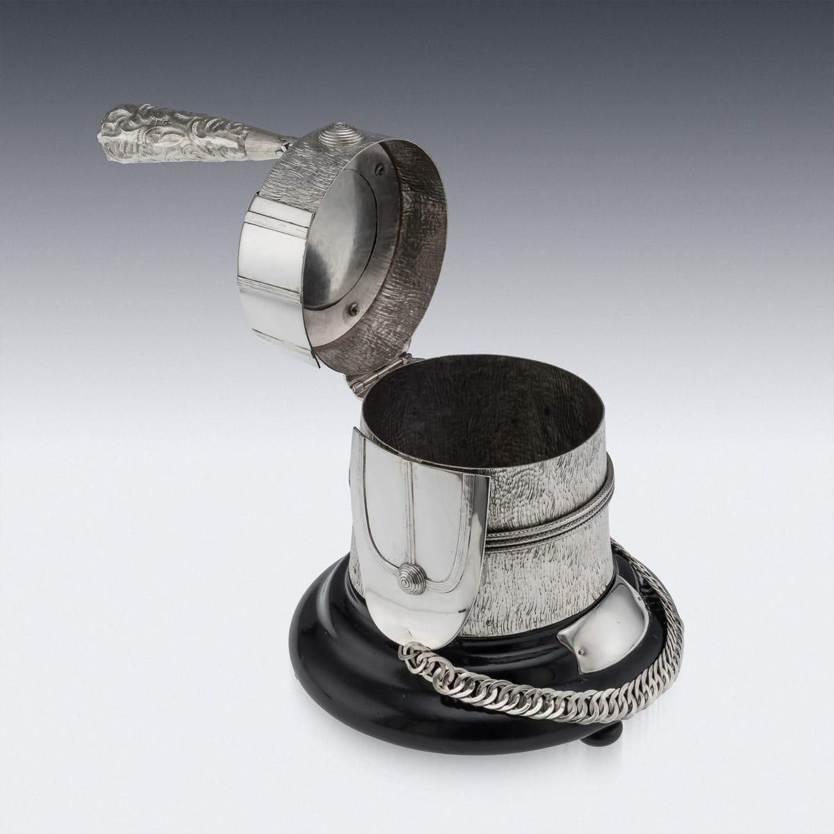Antique English Silver Regimental Snuff Mull With Ebonised Base, 1908 photo buy