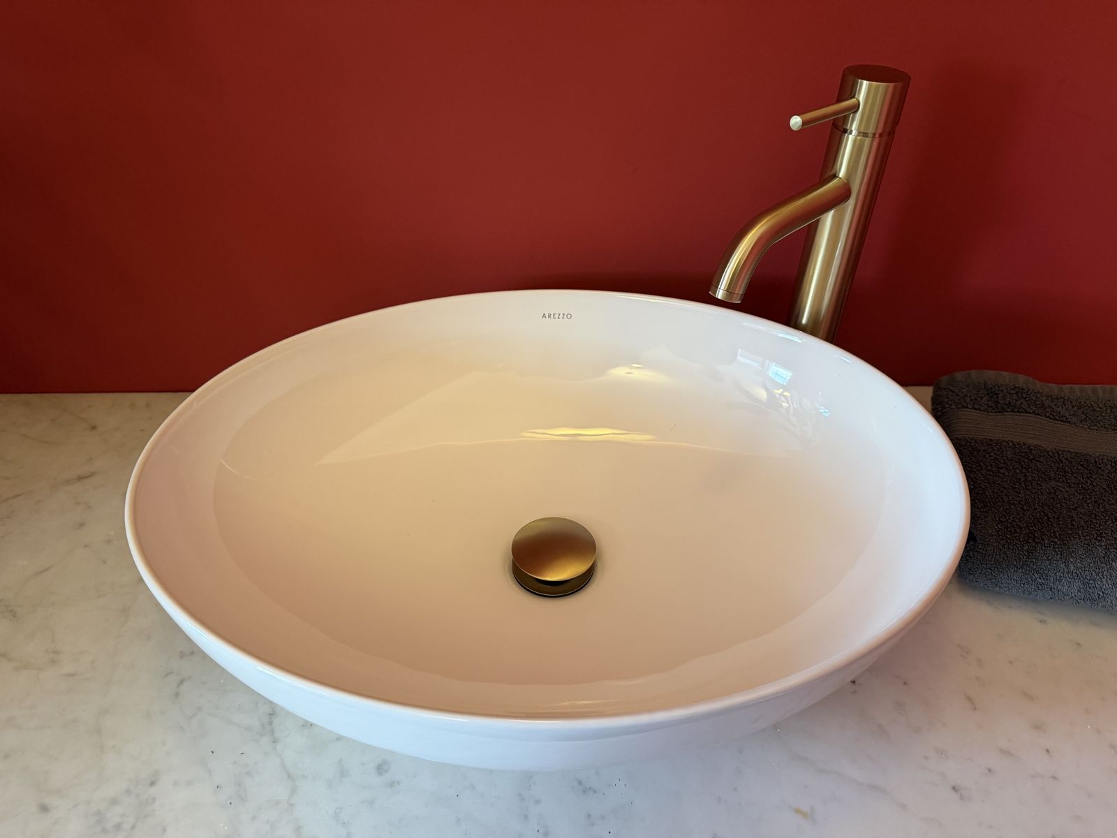 Luxury Antique Bathroom Vanity Unit With Brushed Brass Arezzo Fixtures | Moor & Stone photo Furniture